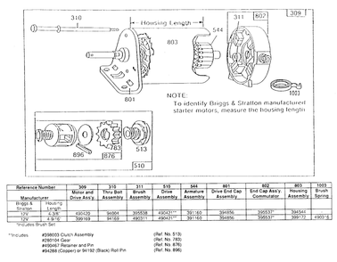 Electric Starter And Chart Diagram and Parts List for 255427-0132-XX  Briggs and Stratton Engine